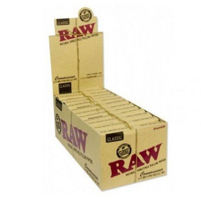 24 RAW Classic Connoisseur 1 Size Rolling Papers & Pre-Rolled Tips Full Box