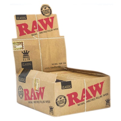 50 RAW Classic King Size Slim Rolling Papers Full Box