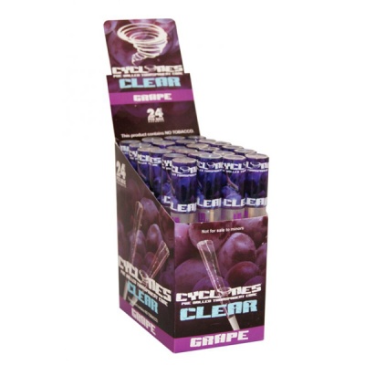 24 Cyclone Clear Grape Flavoured Pre Rolled Cones Full Box