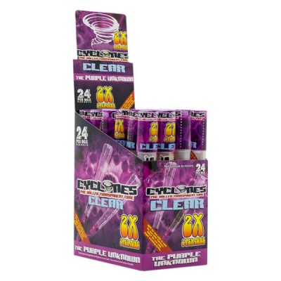 24 Cyclone Clear Purple Flavoured Pre Rolled Cones Full Box