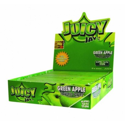 24 Juicy Jays Green Apple King Size Slim Flavoured Rolling Papers Full Box