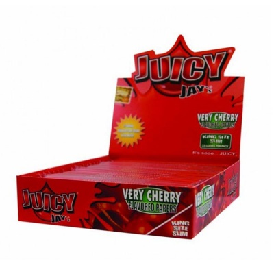 24 Juicy Jays Very Cherry King Size Slim Flavoured Rolling Papers Full Box