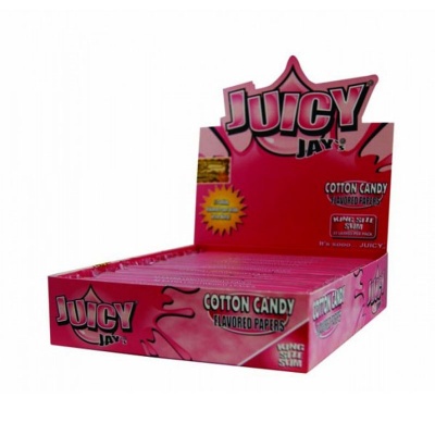 24 Juicy Jays Cotton Candy King Size Slim Flavoured Rolling Papers Full Box