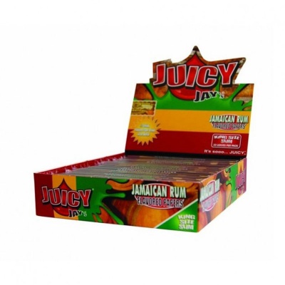 24 Juicy Jays Jamaican Rum King Size Slim Flavoured Rolling Papers Full Box