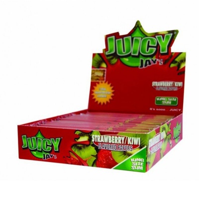 24 Juicy Jays Strawberry & Kiwi King Size Slim Flavoured Rolling Papers Full Box