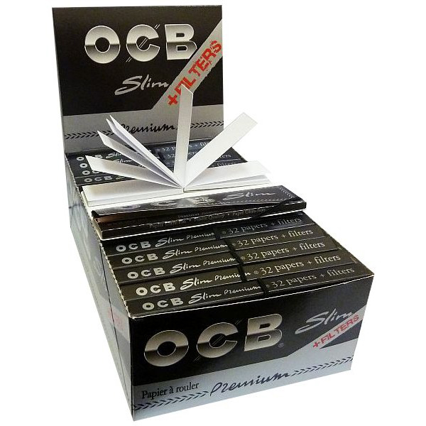 OCB Black Premium King Size Slim Rolling Papers + Tips (32pcs Box