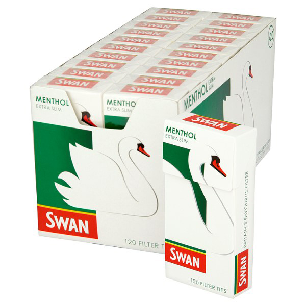 Swan Menthol Extra Slim Filtre Embouts 20 Packs de 120 = 2400 Complet Boite 