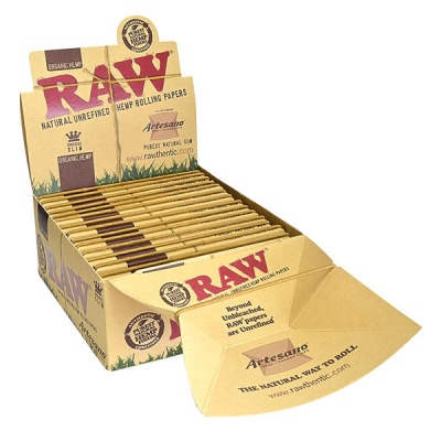 15 RAW Organic Artesano King Size Slim Rolling Papers & Tips Full Box