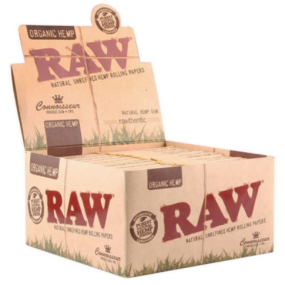 24 RAW Organic Connoisseur King Size Slim Rolling Papers & Tips Full Box