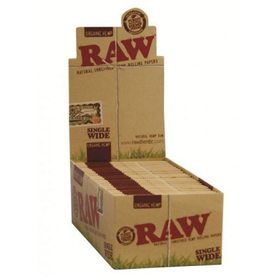 50 RAW Organic Single Wide Standard Size Rolling Papers Full Box