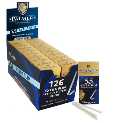 20 Palmer Extra Slim Filter Tips 126 per Pack Full Box
