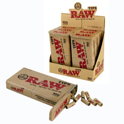 RAW 100 Pre-Rolled Tips in Tin Full Box