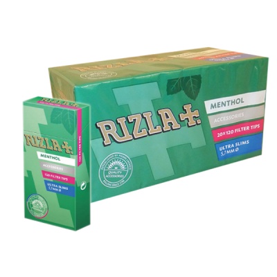 20 Rizla Menthol Ultra Slim Filter Tips 120 per Pack Full Box