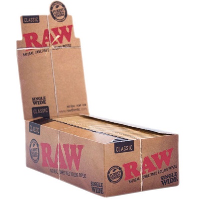 25 RAW Classic Single Wide Double Packs Standard Size Rolling Papers Full Box