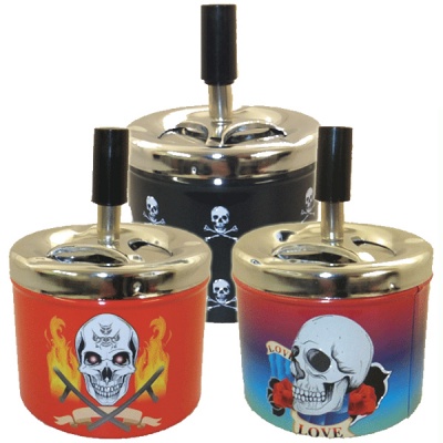 Metal Spinning Ashtray Various Skull Designs