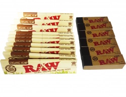 10 x RAW Organic Hemp Kingsize Slim Rolling Papers Skin & 6 Raw Tips Roach Filter