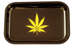 Black with Gold Leaf - Small Metal Rolling Tray