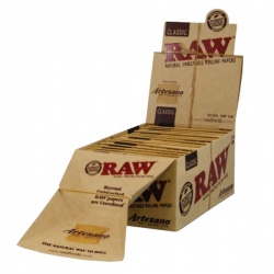 15 RAW Classic Artesano 1 Rolling Papers Tips & Tray Full Box