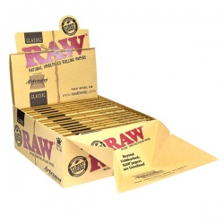 15 RAW Classic Artesano King Size Slim Rolling Papers Tips & Tray Full Box