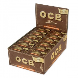 24 OCB Virgin Unbleached Slim Rolls Rolling Papers Full Box