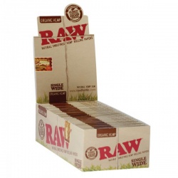 25 RAW Organic Single Wide Double Packs Standard Size Rolling Papers Full Box