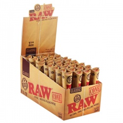 32 RAW Classic 1¼ Size 6 Pack Pre-Rolled Cones Full Box