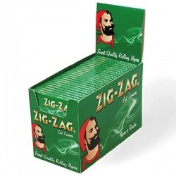 100 Zig-Zag Green Regular Single Wide Rolling Papers Full Box