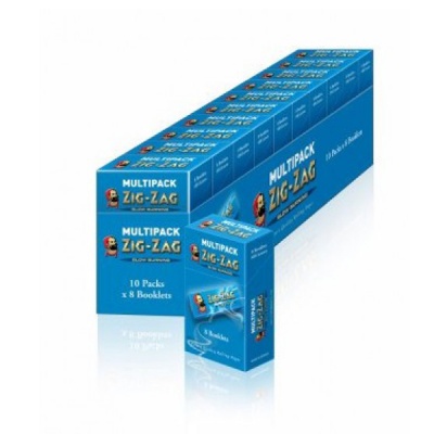 80 Zig-Zag Blue Regular Rolling Papers 10 x 8 Multipacks Full Box